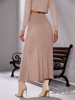 High Waist Pleated Knit Skirt