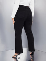 Plus High Waist Raw Cut Flare Leg Jeans
