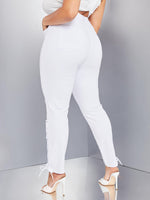 Plus High Waist Lace Up Side Skinny Jeans