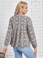 Allover Floral Print Lantern Sleeve Blouse
