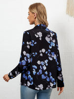 Plant Print Button Front Blouse