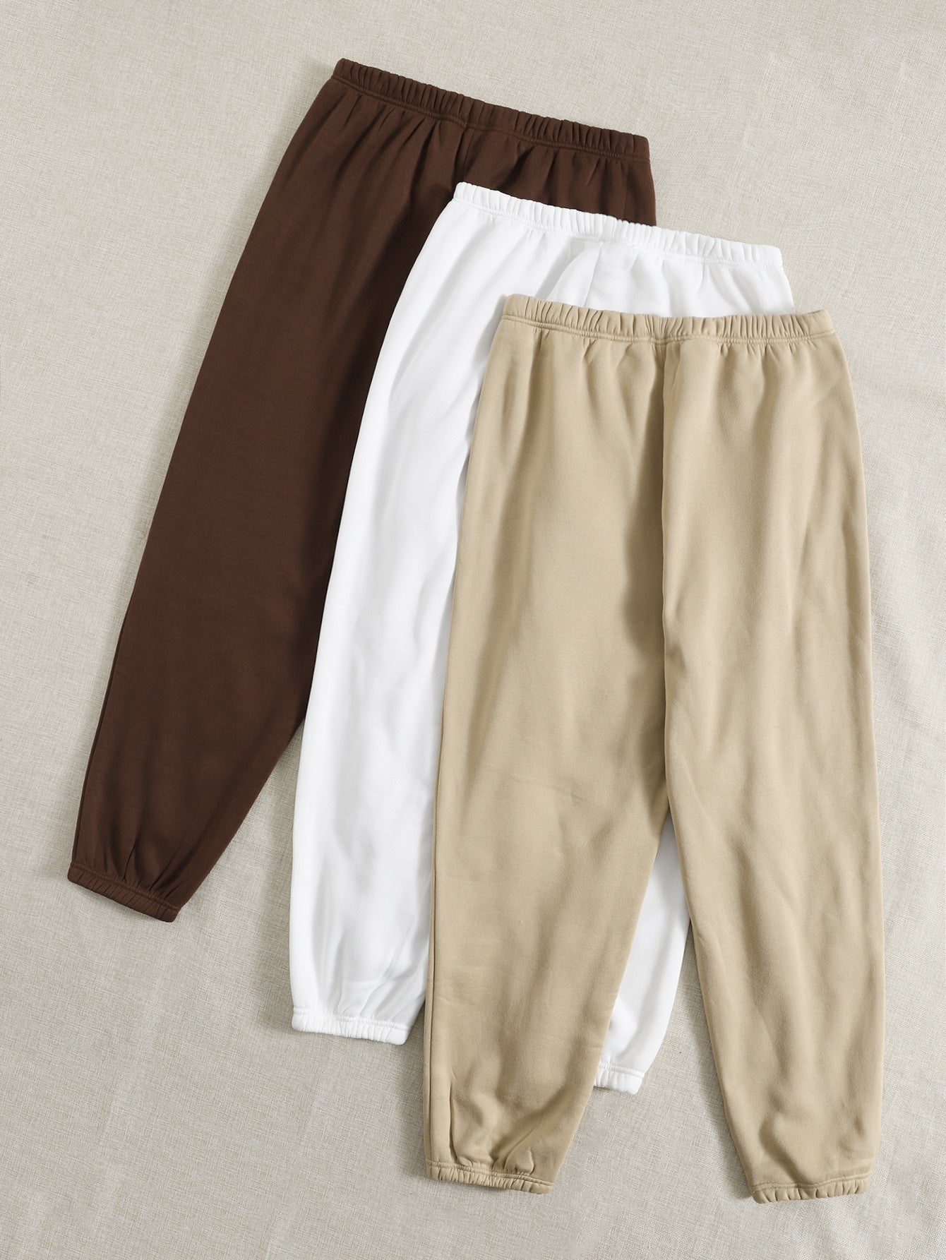 Plus 3pcs Solid Sweatpants