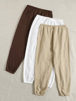 Plus 3pcs Solid Sweatpants