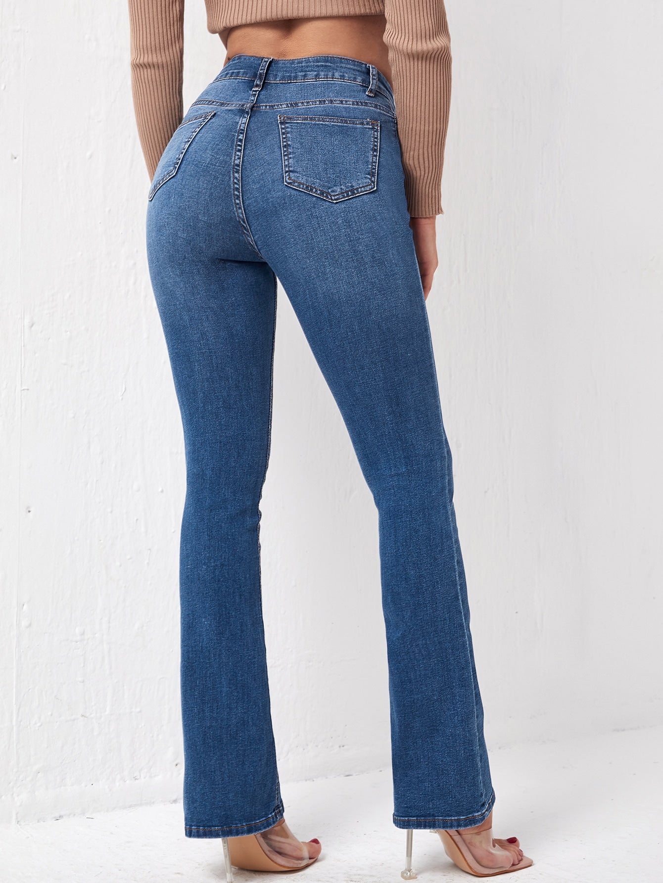 Slant Pocket Flare Leg Jeans