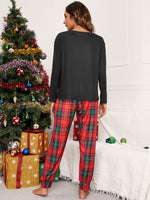 Christmas Print Tee & Tartan Print Pants PJ Set