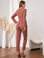Lapel Neck Double Breasted Belted Jumpsuit