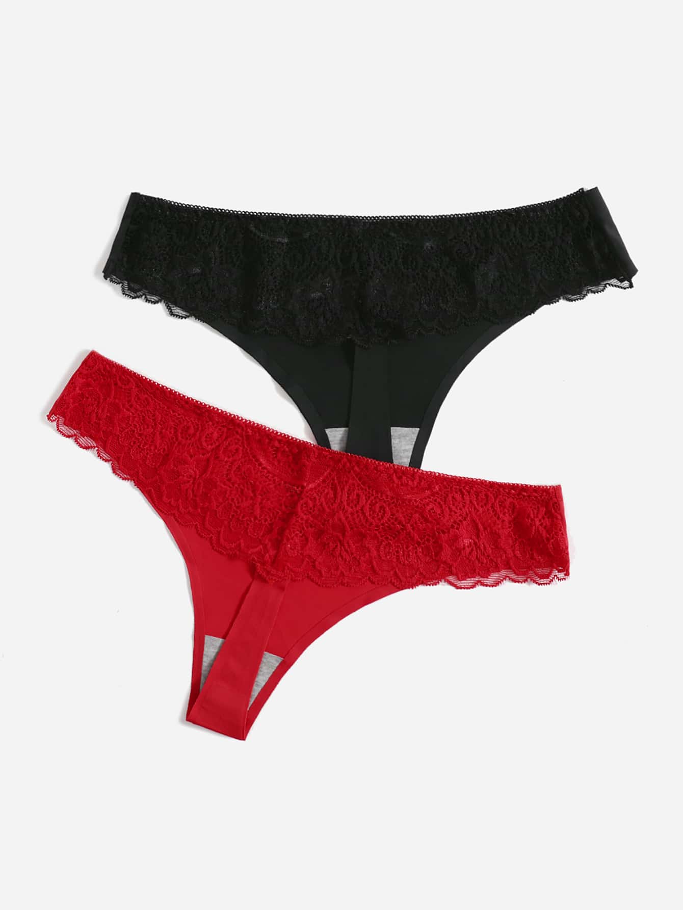 2pack Contrast Lace Panty Set