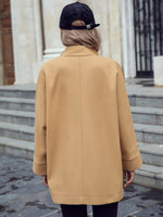 Double Pocket Open Front Overcoat Without Belt