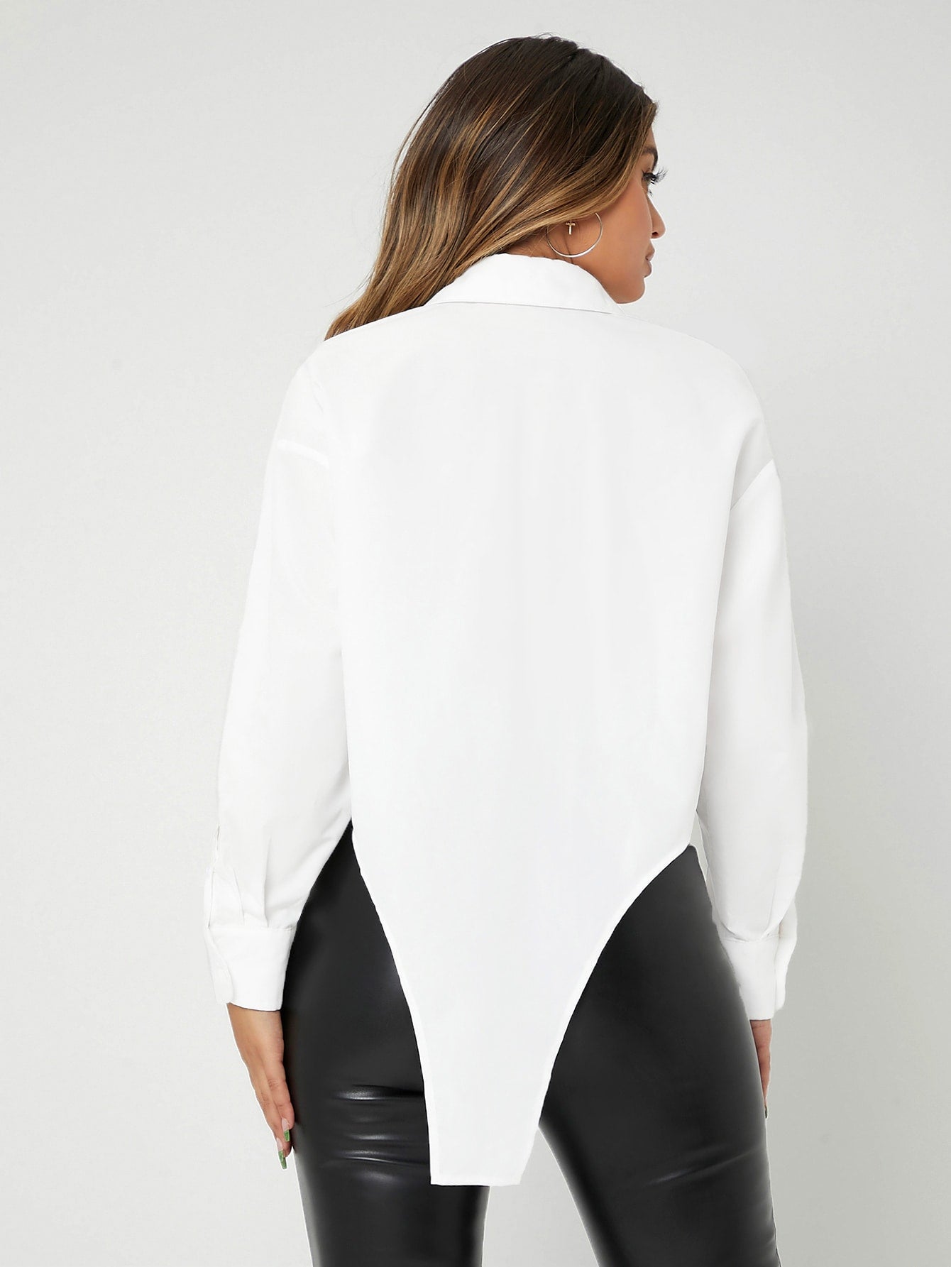 Asymmetrical Hem Drop Shoulder Blouse