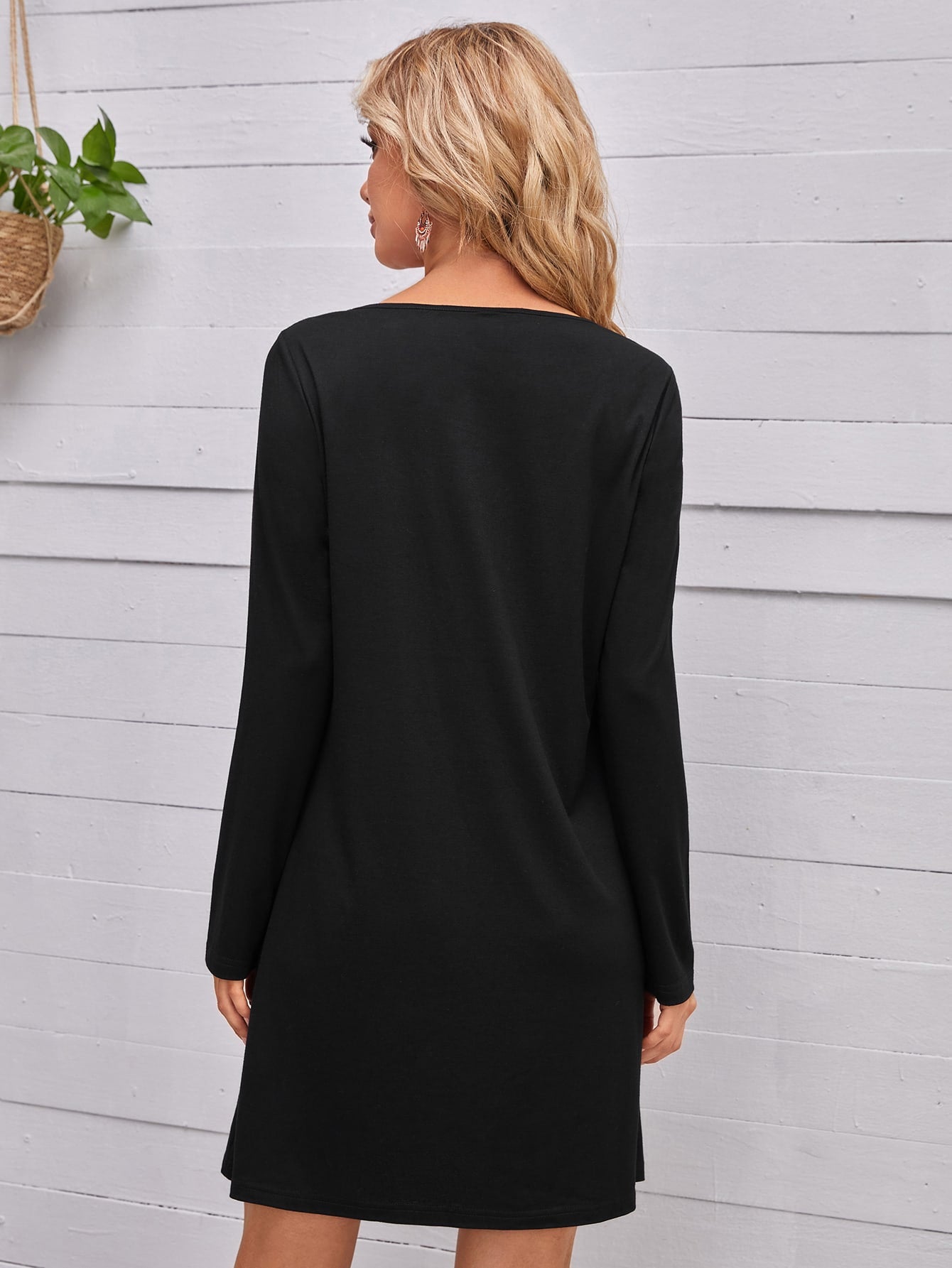 Solid Crisscross Tee Dress