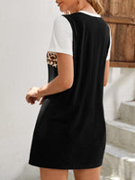 Leopard Print Color Block Tee Dress