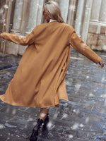 Dual Pocket Open Front Overcoat Without Belt