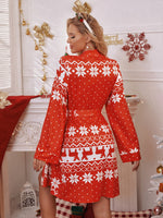 Christmas Print Belted Sleep Robe