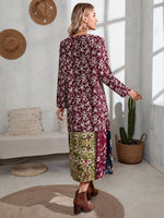 Floral Print Color Block Dress