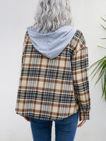 Plaid Print Drop Shoulder Hooded Coat