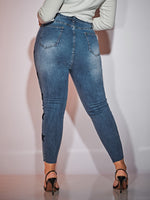 Plus Star Print Washed Skinny Jeans