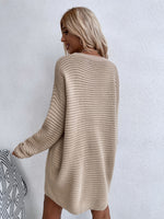 Drop Shoulder Longline Sweater Without Belt