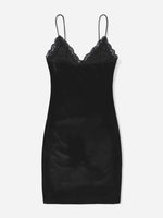 Lace Trim Velvet Cami Dress