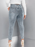 RECYCLED DENIM Plus Slant Pocket Ripped Skinny Jeans