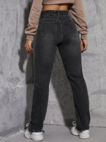 High Waist Ripped Raw Cut Jeans
