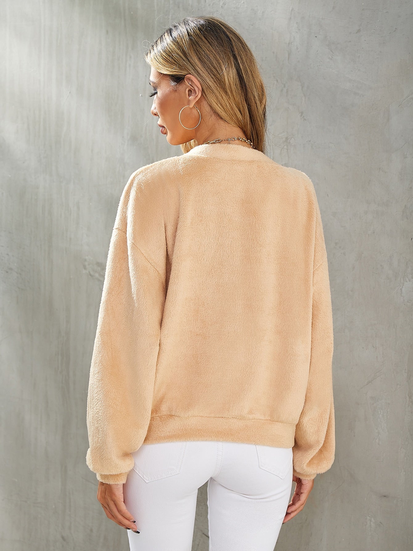 Drop Shoulder Button Front Jacket