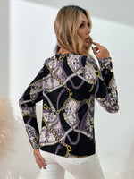 Chain Print Puff Sleeve Blouse