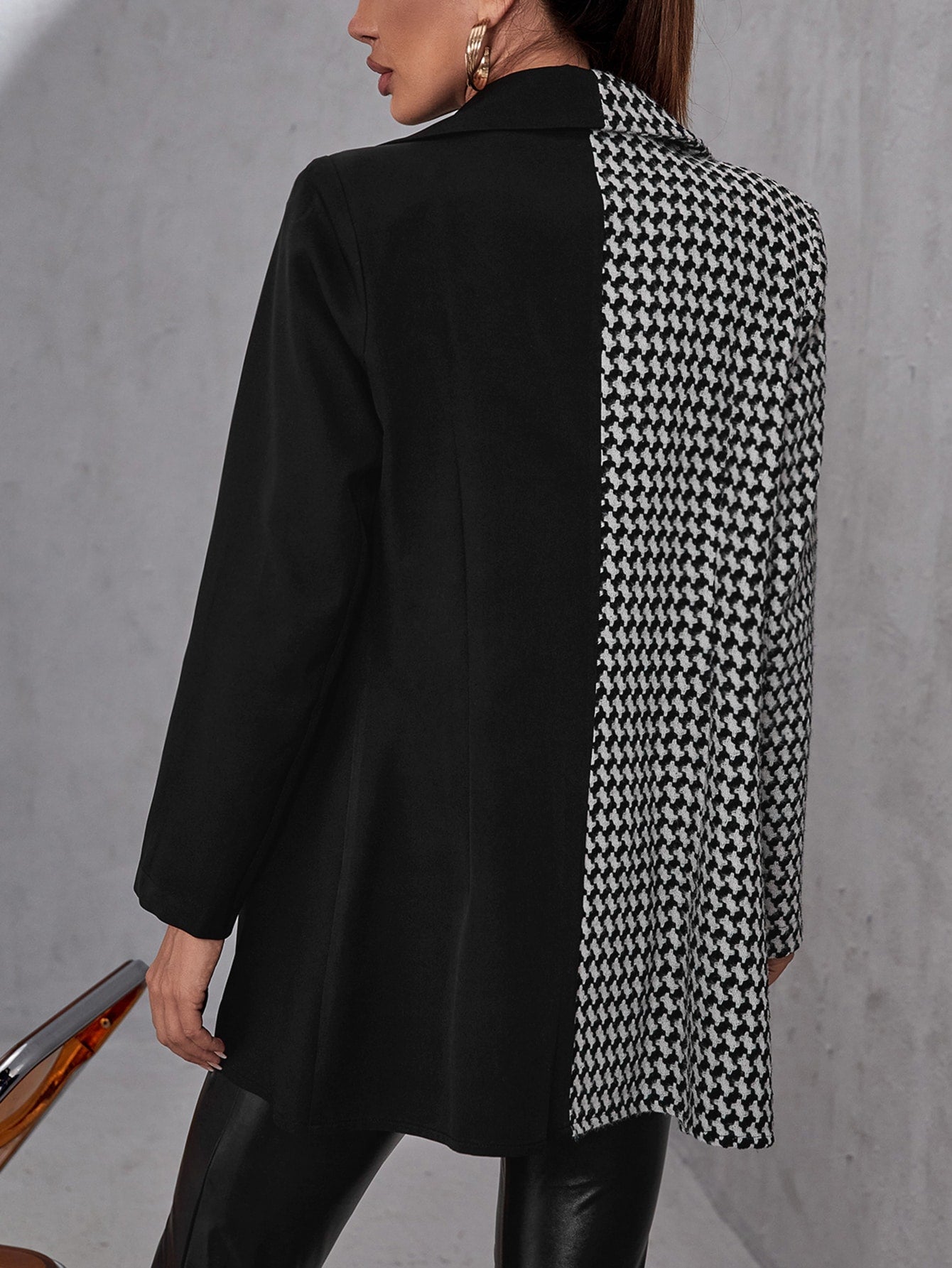 Houndstooth Double Breasted Tweed Blazer