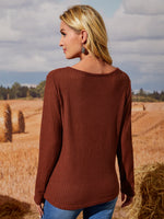 Waffle Knit Notched Neck Tee