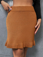 High Waist Solid Knit Skirt