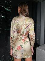 Floral Print Knot Front Shirt Dress