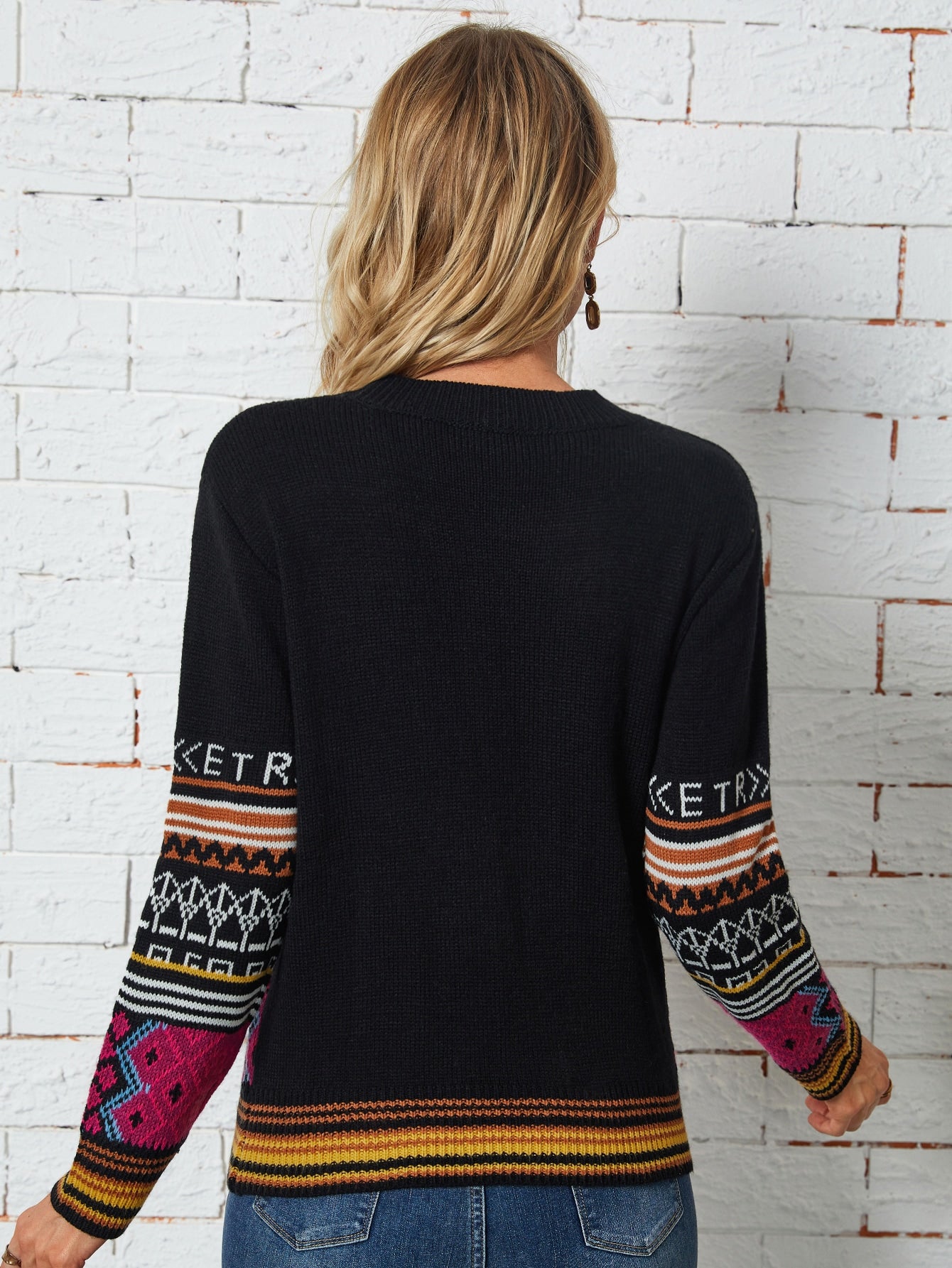Geo & Striped Pattern Sweater