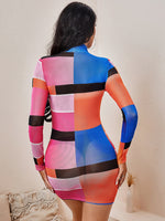 Cut And Sew Mesh Bodycon Dress
