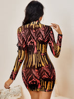 Allover Print Mesh Bodycon Dress