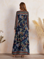 Floral Print Surplice Neck Belted Dress