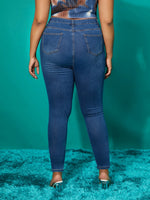 Plus High Waist Split Hem Skinny Jeans