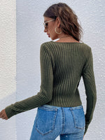 Cross Wrap Ribbed Knit Sweater