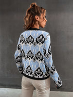 Geo Pattern Round Neck Sweater