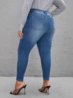 RECYCLED DENIM Plus High Waist Bleach Wash Skinny Jeans