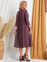 Geo Print V Neck Dress