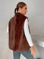 Lapel Neck Belted Flannel Vest Coat