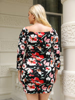 Plus Floral Print Split Hem Dress
