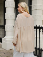 Plus Lantern Sleeve High Low Blouse