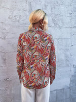 Paisley Print Curved Hem Blouse