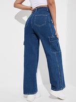 High Waist Flap Pocket Jeans