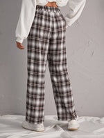 High Waist Plaid Straight Leg Pants