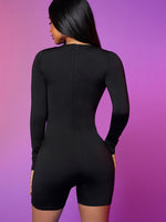 Solid Mesh Insert Unitary Jumpsuit