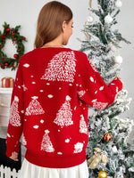 Christmas Hat Pattern Drop Shoulder Sweater