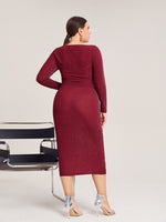 Plus Crop Glitter Top & Ruched Pencil Skirt