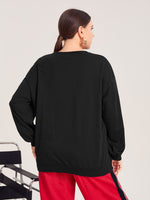 Plus Heart Print Drop Shoulder Sweatshirt