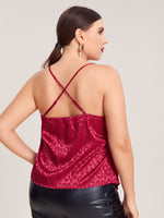 Plus Jacquard Draped Collar Cami Top